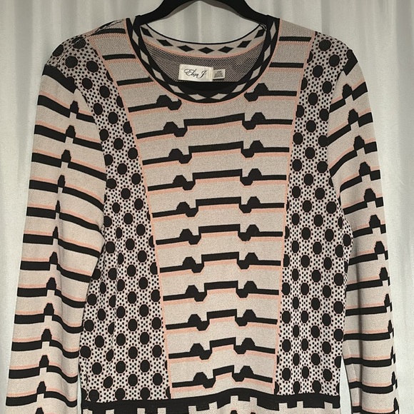 Eliza J Artwork Jacquard Sweater Dress Long Sleeve Fit & Flare size Large NWT - Picture 5 of 9